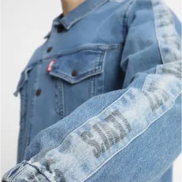 Men’s M Levi's Track Coach Side Stripe Blue Denim Jacket - Picture 3 of 10